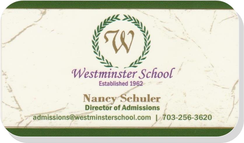 Nancy Schuler at Westminster School, Gallows Road, Annandale, VA